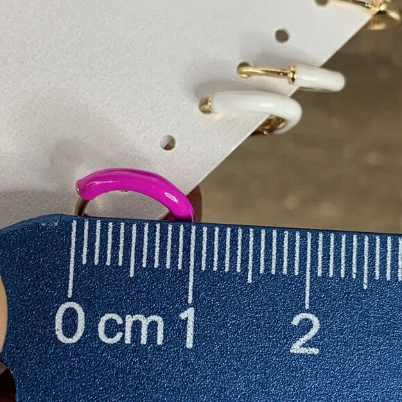 Baublebar Huggie Hoops Gold Tone Enamel Earrings Set Pink White Gold - 9 pcs - Picture 6 of 6